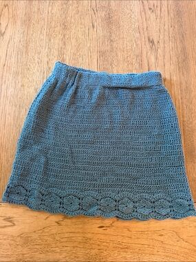 Zara Girls 11-12 Blue Crochet Knit Mini Skirt
